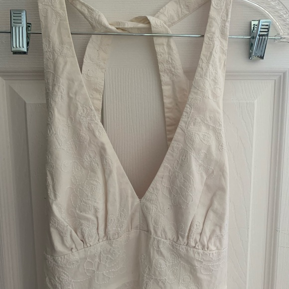 Anthropologie halter dress with all-over embroidery and hidden red embellishment - Picture 2 of 11